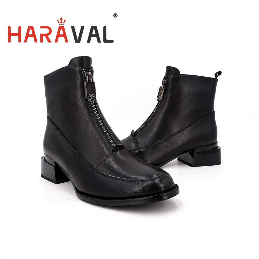 Женские ботильоны из натуральной кожи HARAVAL модные ковбойские ботинки на низком