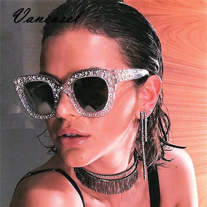 VANEASEL брендовые роскошные кристаллы алмаза Квадратные Солнцезащитные очки для