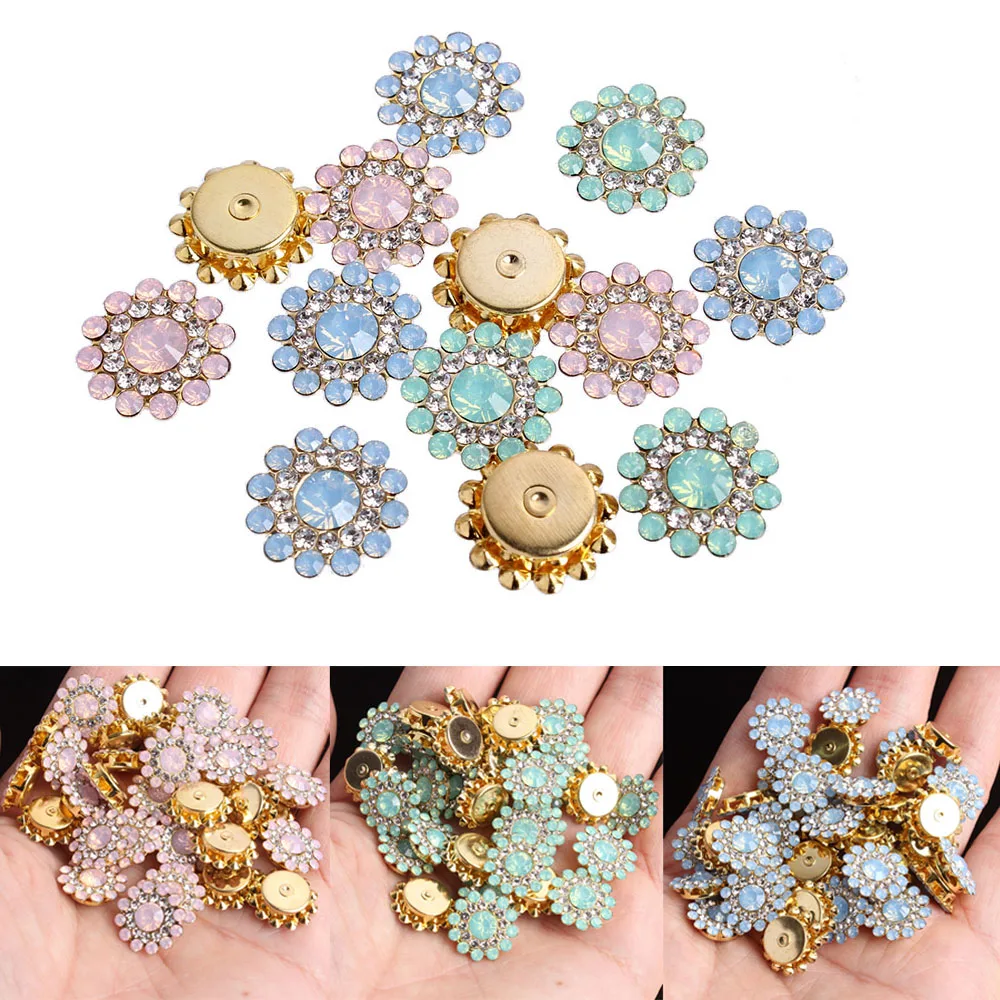 20 шт. цветок круглой формы стразы из смолы 3 цвета с плоской задней стороной