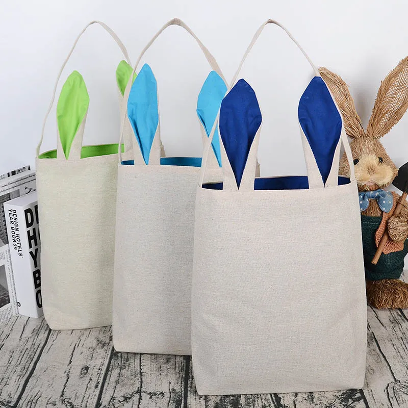 

1 Pcs Easter Bunny Bags Lovely Rabbit Ears Burlap Cloth Easter DIY Gift Bag F2