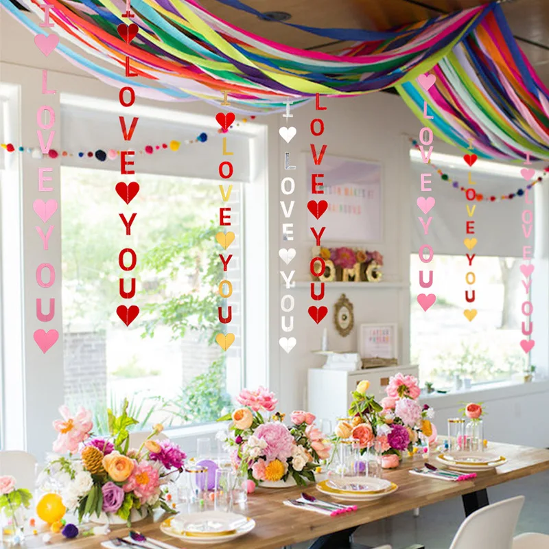 Надпись Я люблю тебя вытягивающий цветок свадебные вытягивающие флаги буквенная