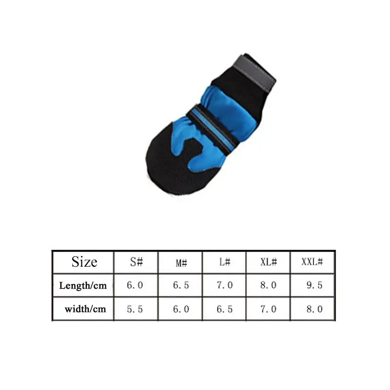 

Rose Red Waterproof Winter Pet Dog Shoes Comfortable Anti-slip Snow Pet Boots Paw Protector Blue Reflective 4PCS/Set Soft Warm