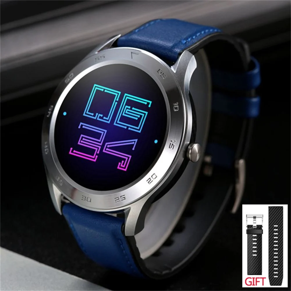 silver blue leather Torntisc DT98 Смарт часы для мужчин телефонный звонок циферблат ECG PPG Полный Круглый сенсорный экран Smartwatch Водонепроницаемый IP68 для Android IOS - Цвет: silver blue leather