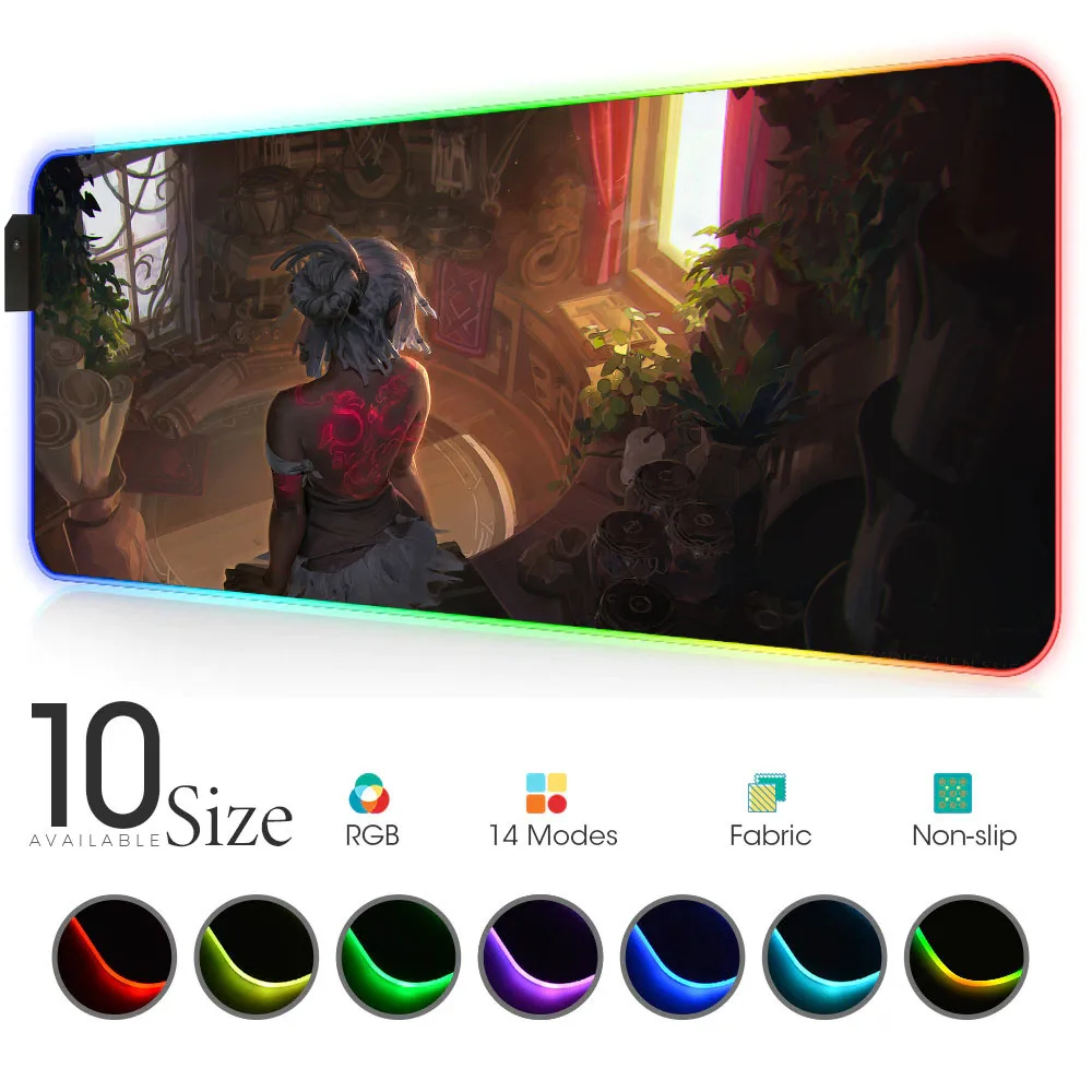 

Сексуальная Девушка Аниме Коврик для мыши RGB черный Escritorio аксессуары для геймеров большой светодиодный коврик для мыши игровой с подсветко...