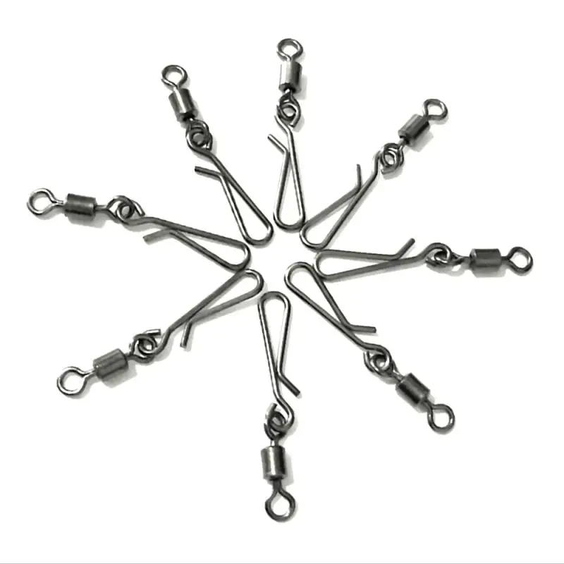 50PCS 2# 4# 6# 8# Stainless Steel Fishing Connector Pin Bearing Rolling Swivel Snap Pins Tackle Accessories | Спорт и развлечения