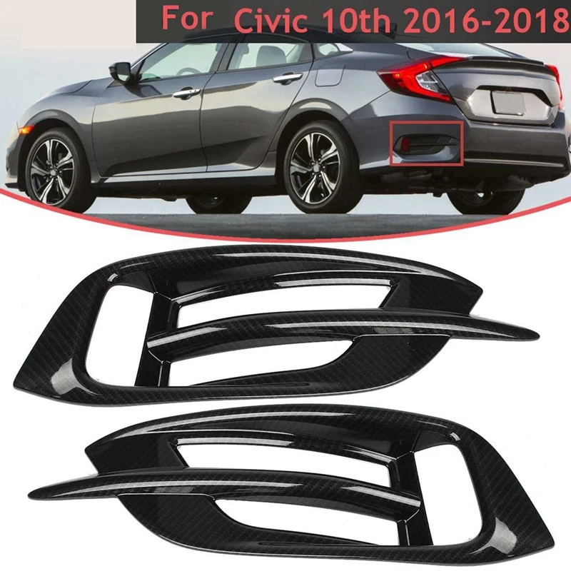 

Car Carbon Fiber Rear Bumper Fog Light Lamp Cover for Honda Civic10Th 2016 2017 2018