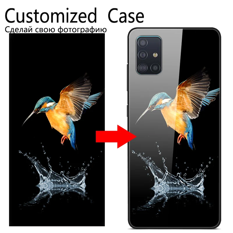 Индивидуальный стеклянный чехол на заказ для Samsung Galaxy A21S A41 M01 A71 A51 S20 Ultra Plus Note 10 S10