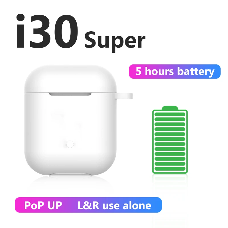 Наушники вкладыши TWS с i30super 1:1 Реплика супер Мощность 5h i30tws Беспроводной наушники