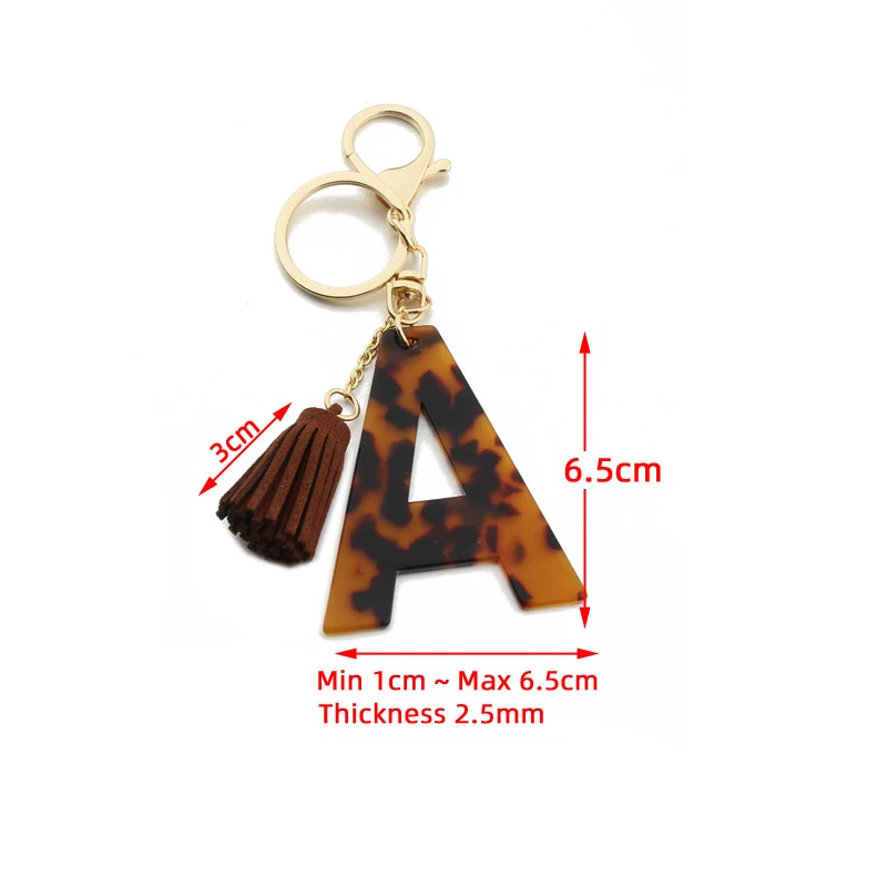 

Resin Leopard Initial Letter Keychains Tassel Letter Keyring Car Cute Alphabet Key Rings Chain Charm Bag Couple Gift Accessories