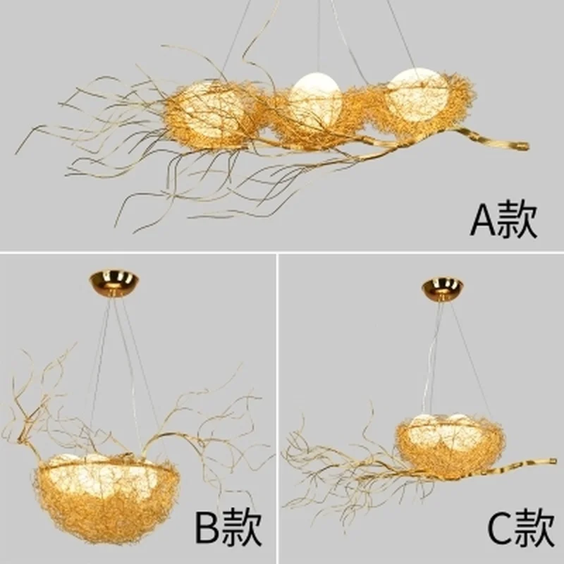 Современная люстра освещение для золотого птичьего гнезда столовой хрустальные