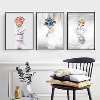 nordic minimalist flower girls canvas prints model posters wall art canvas paintings pictures girls bedroom home decoration