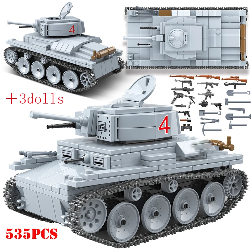 Военная Униформа Германии LT 38 светильник танки строительные блоки WW2 полиции