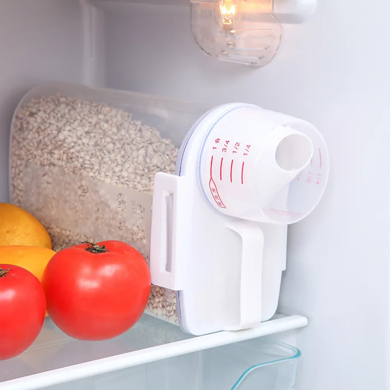 Портативная крышка с мерными стаканами бочки крупы прозрачные резервуары для