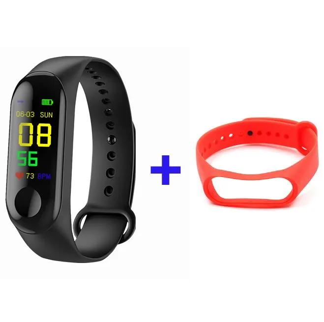 Black Red Doolnng M3 Plus, спортивные фитнес-часы, смарт-браслет, умный браслет, измеритель артериального давления, пульсометр, умный Браслет, мужской браслет - Цвет: Black Red