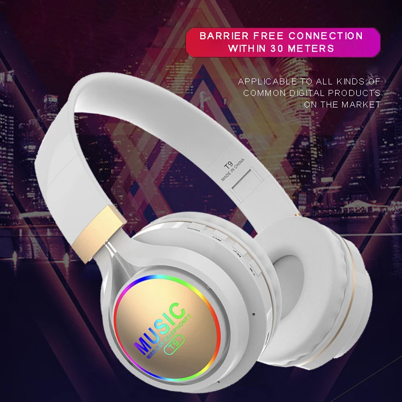 

For Mobile PC 1pc T9 Foldable Wireless BT bluetooth 5.0 Over-Ear Headphones HIFI Stereo Headset Earphone 20-20000hz Mayitr