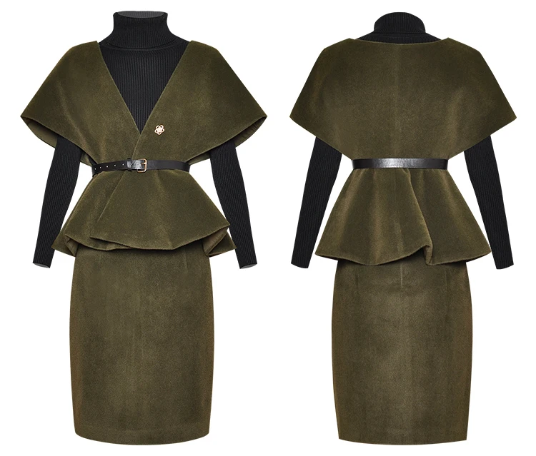 Женский офисный комплект из трех предметов элегантный свитер топ мини юбка