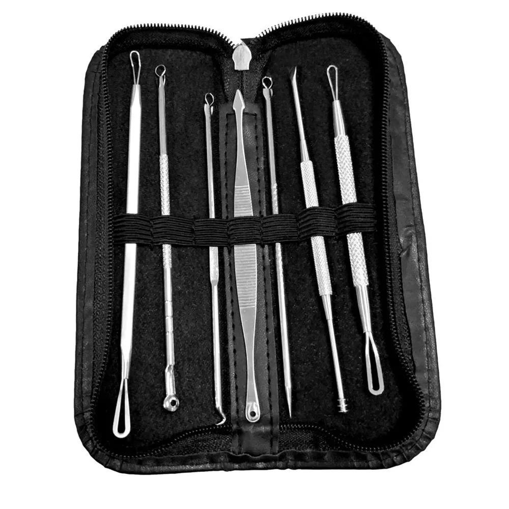 7 шт. Нержавеющая сталь серебро акне прыщей инструмент для удаления Blackhead поры