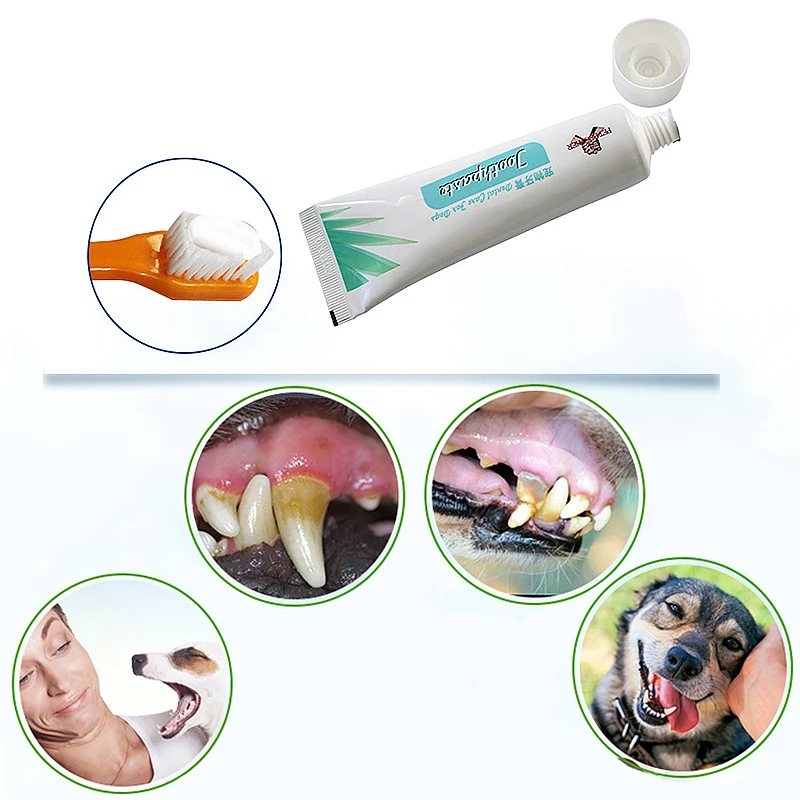 

Pet Toothbrush Set Dog Cat Edible Toothpaste Oral Care Cleaning Toothbrush Addition Bad Breath Tartar Teeth Care Dog Supplie Set