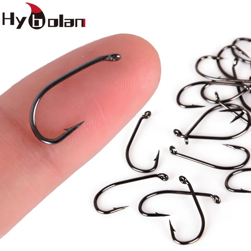 50pc HYBOLAN Fly Fishing Dry Fly Hook Standard Wire Nymph Fish Hook Black Finish Trout Fly Tying Material Carp Sharp Accessories