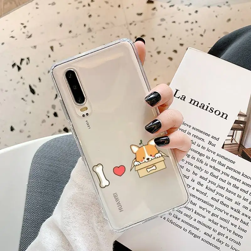 

Cute corgi cartoon dog Phone Case Transparent for Samsung A71 S9 10 20 HUAWEI p30 40 honor 10i 8x xiaomi note 8 Pro 10t 11