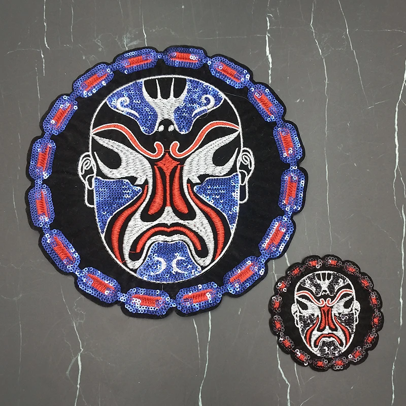 

Fashion Personality Peking Opera Sequined Sewing T-Shirt Denim Clothing Decoration Embroidery Patch DIY Accessories Applique