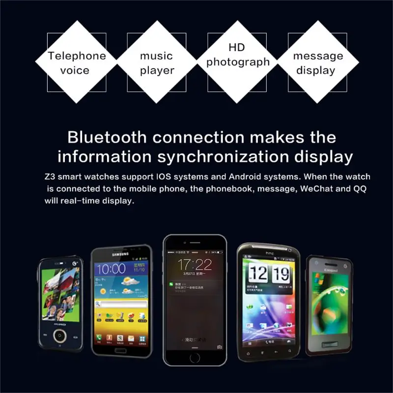 Смарт-часы K3NB Z3 Bluetooth 3 0 поддержка SIM-и TF-карт фитнес-трекер с камерой для IOS |