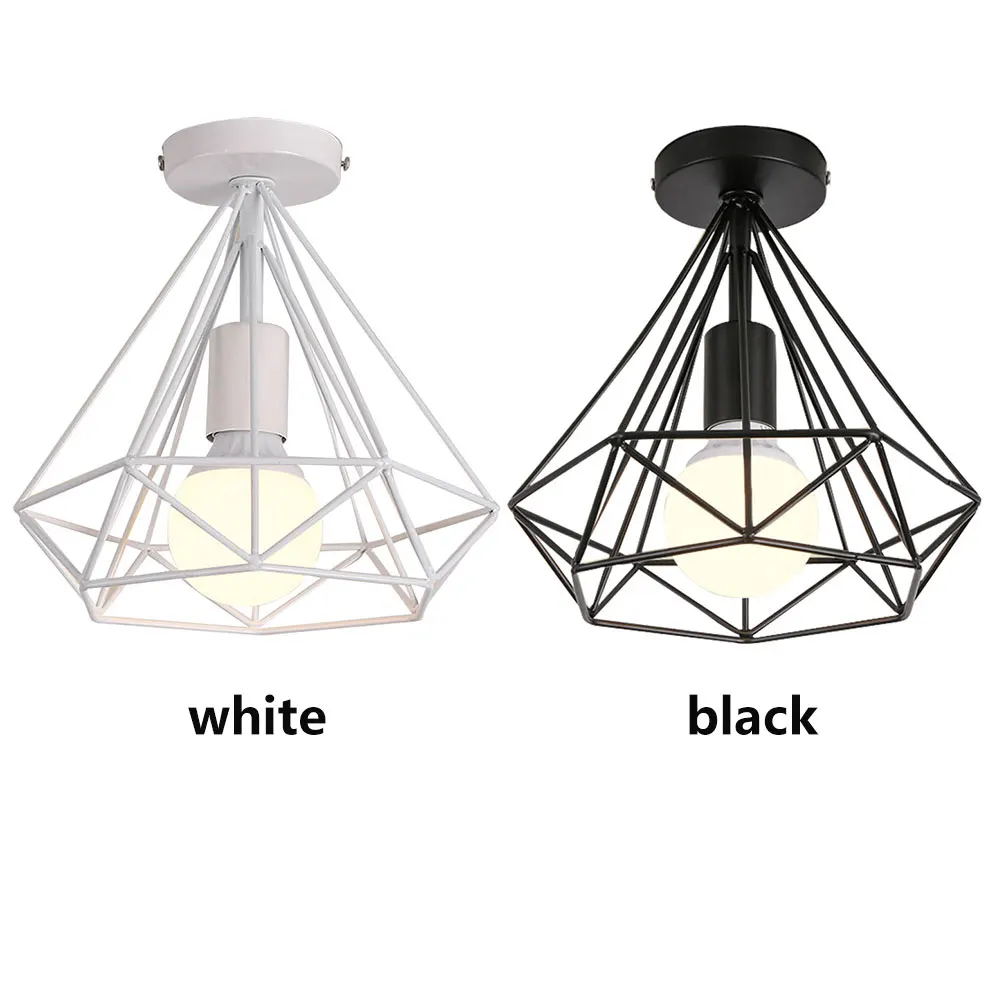 

E27 Metal Ceiling Lights Iron Lampshade Black Retro Dinning Room Bedroom HangLamp Iron Ceiling Lights Fashion Romantic Parlor L