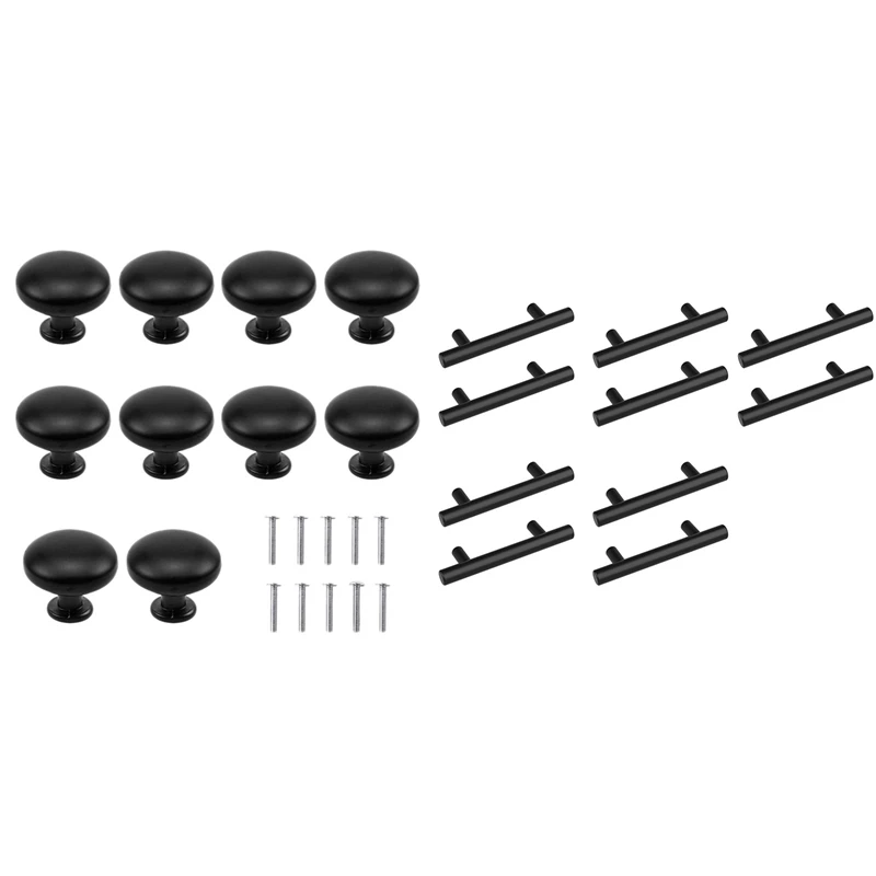 

10PCS Black Drawer Door Handle, 28Mm Furniture Knob & 10 Pack Black Cabinet Pulls, 5 Inch Length, 3 Inch Hole