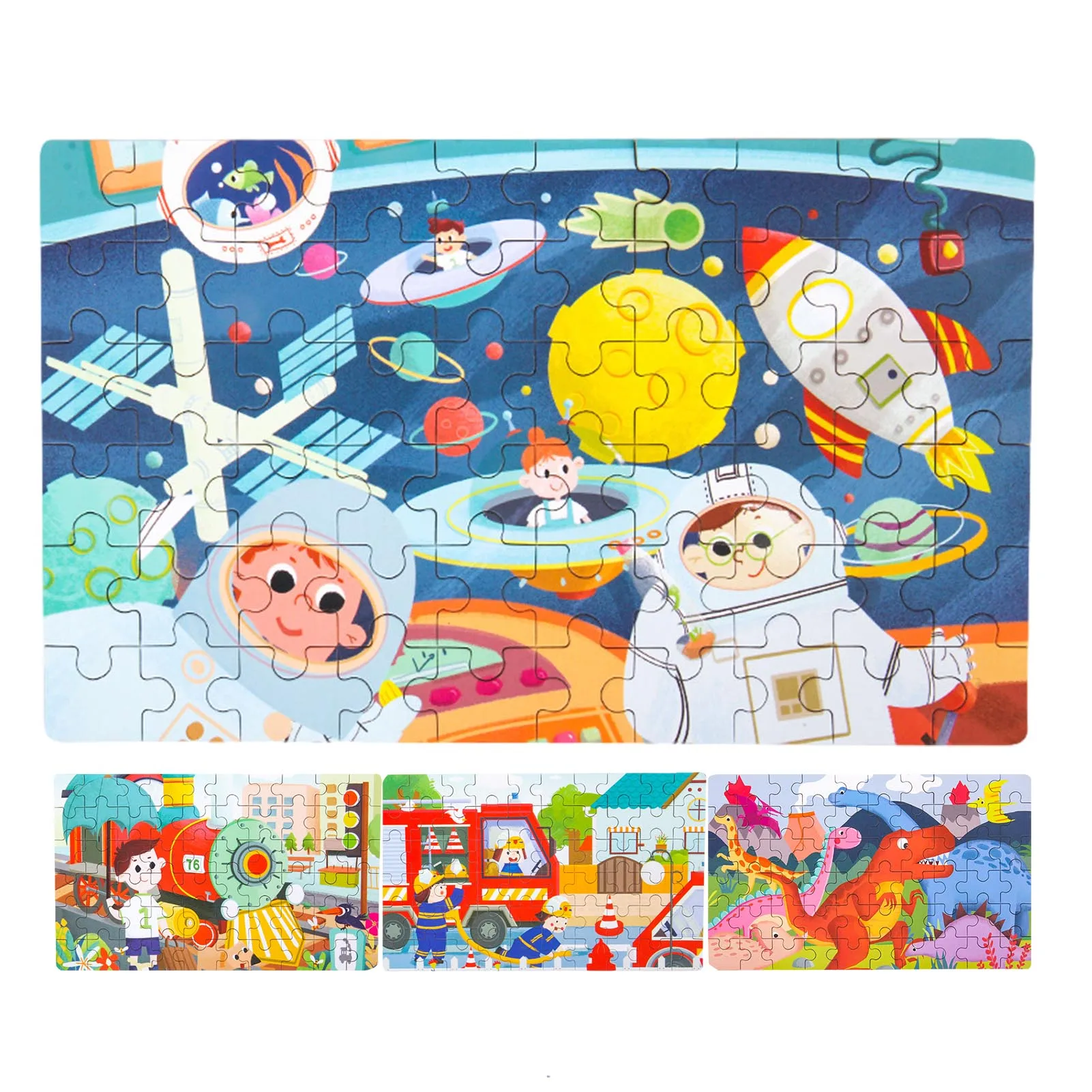 

60 Pcs/box Cute Cartoon Puzzle For Children Jigsaw Wooden Educational Building Blocks 3D Jigsaw Puzzle Toys Early Functional