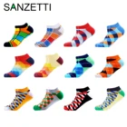 SANZETTI 12 парлот, мужские повседневные летние носки, разноцветные веселые короткие носки из чесаного хлопка, носки для свадебной вечеринки
