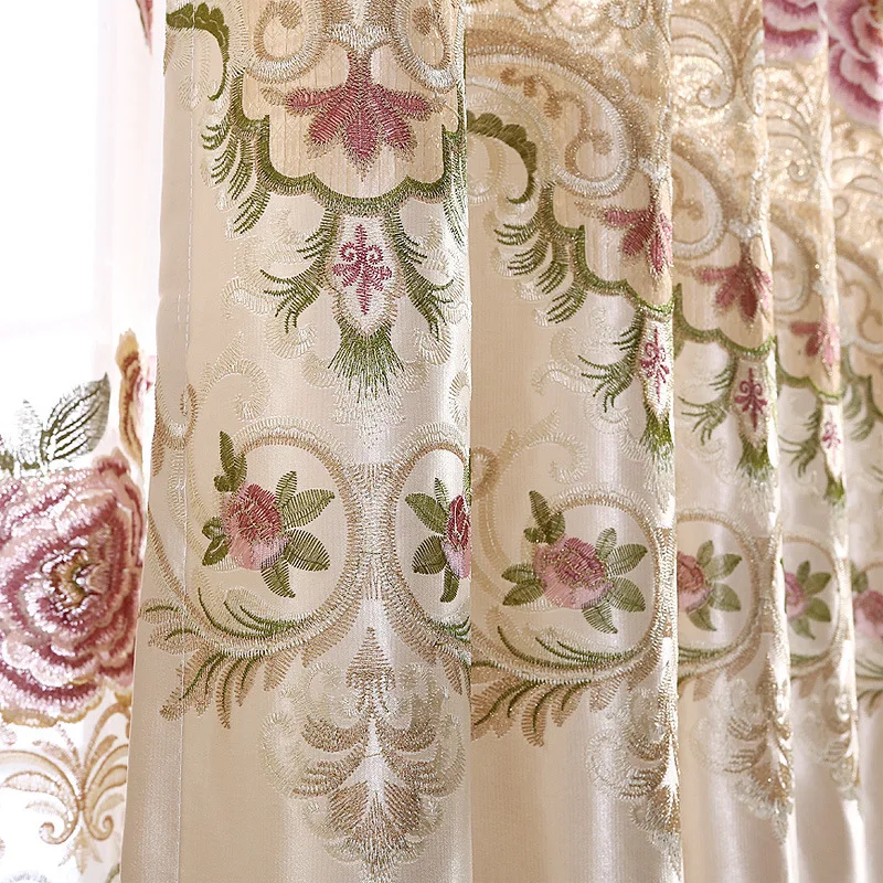 European Pastoral Korean Embroidery Curtain Shading Cloth Curtains for Living Dining Room Bedroom | Дом и сад