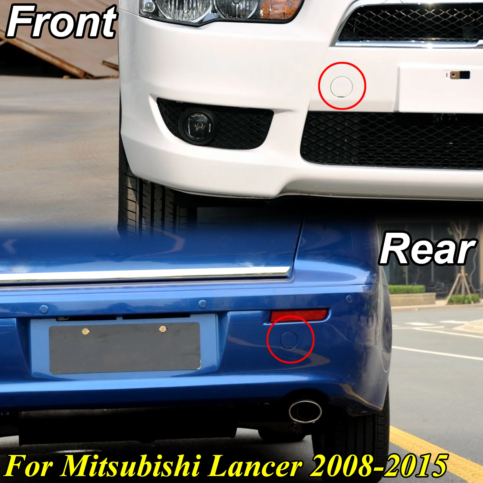 

Front Rear Bumper Tow Hook Unprimed Cover Towing Eye Cap For Mitsubishi Lancer 2008-2015 Car Accessories 2009 2010 2012 2013