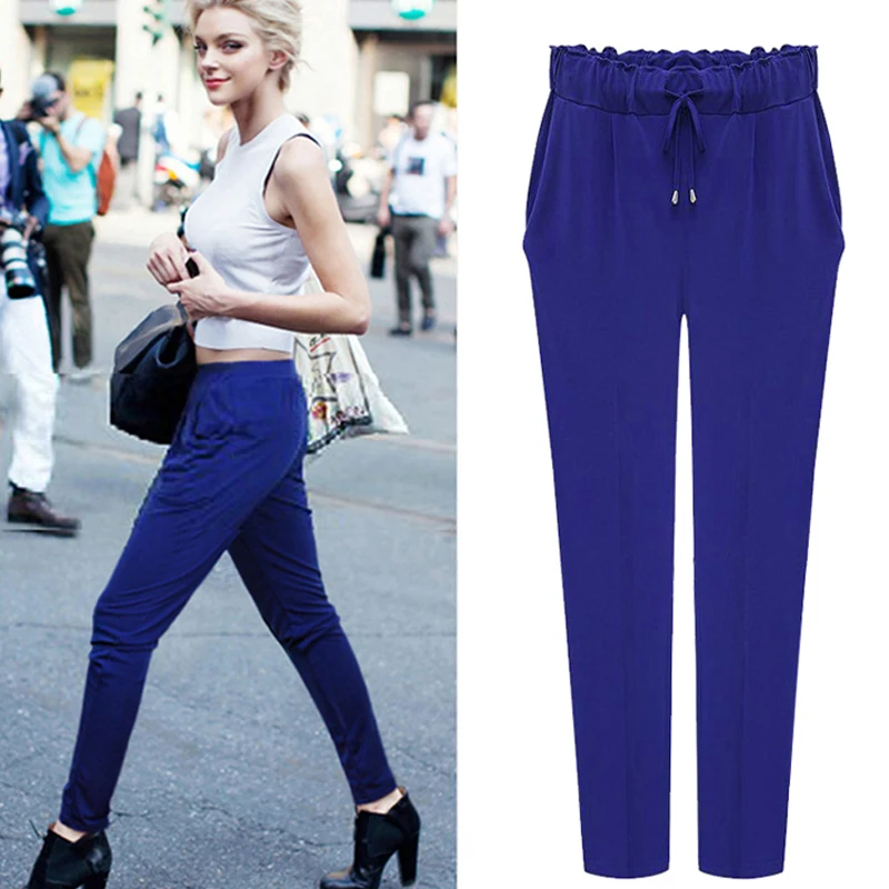 Осень 2019 европейский стиль повседневные свободные Стрейчевые женские шаровары с