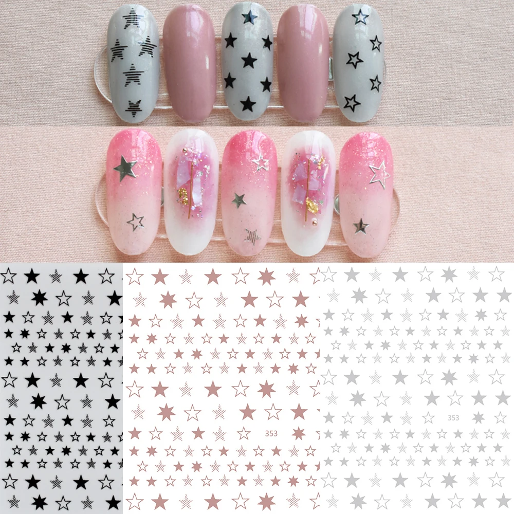 

New 2021 Star Nail Art Sticker 12 Colors 5-Point Star Ultra-thin Self-adhesive Nail Slider For Manicure Decal Decoration DPE&3