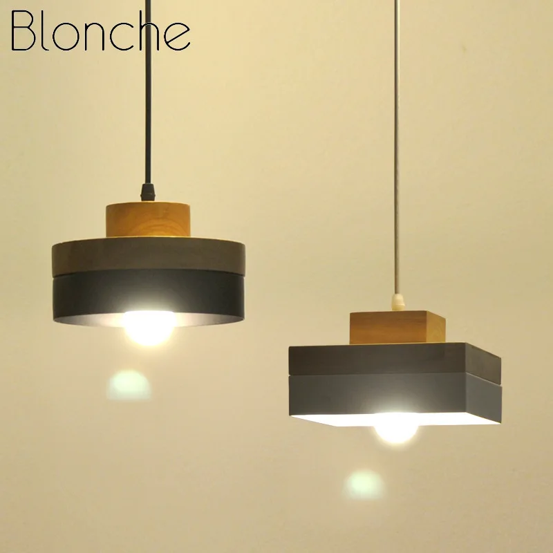Современные деревянные подвесные светильники Blonche круглая/квадратная лампа для