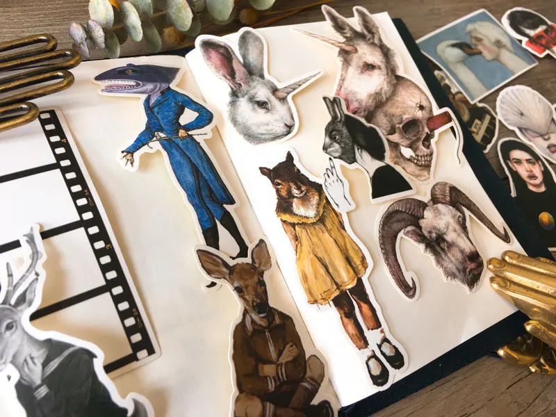 17 шт./компл. наклейка с винтажными животными и человеческими буквами DIY альбом для