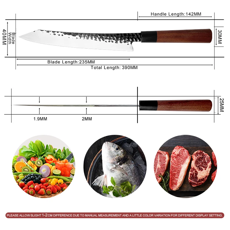 Нож для нарезки мяса Grandsharp 9 дюймов лезвие молотка из нержавеющей стали кухонный