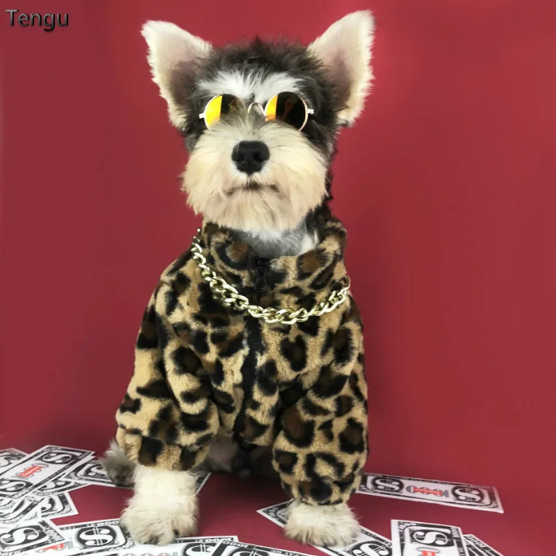 Куртка на молнии с леопардовым принтом для домашних животных стильная одежда