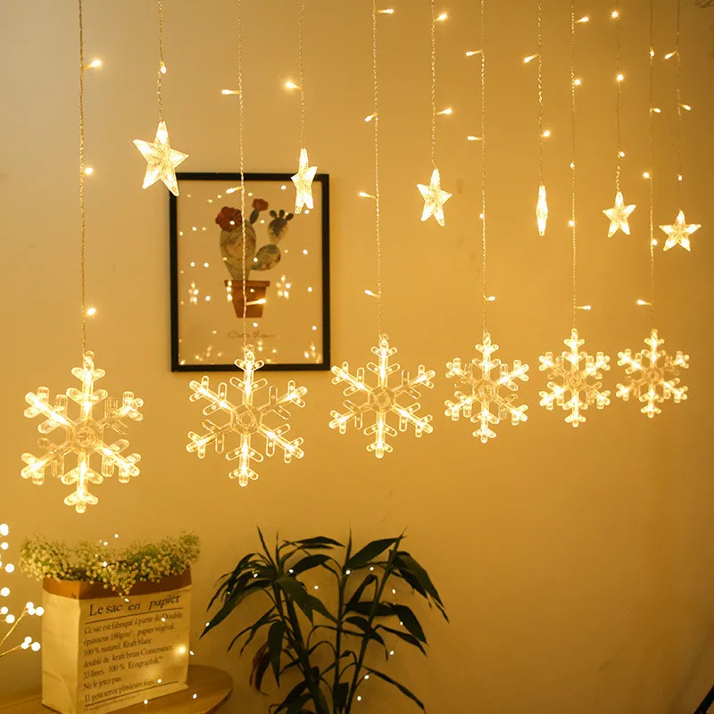 

Christmas Lights Snowflake Curtain Lamp Garland Led Christmas Ornaments Christmas Decoration for Home Navidad 2021 New Year 2022