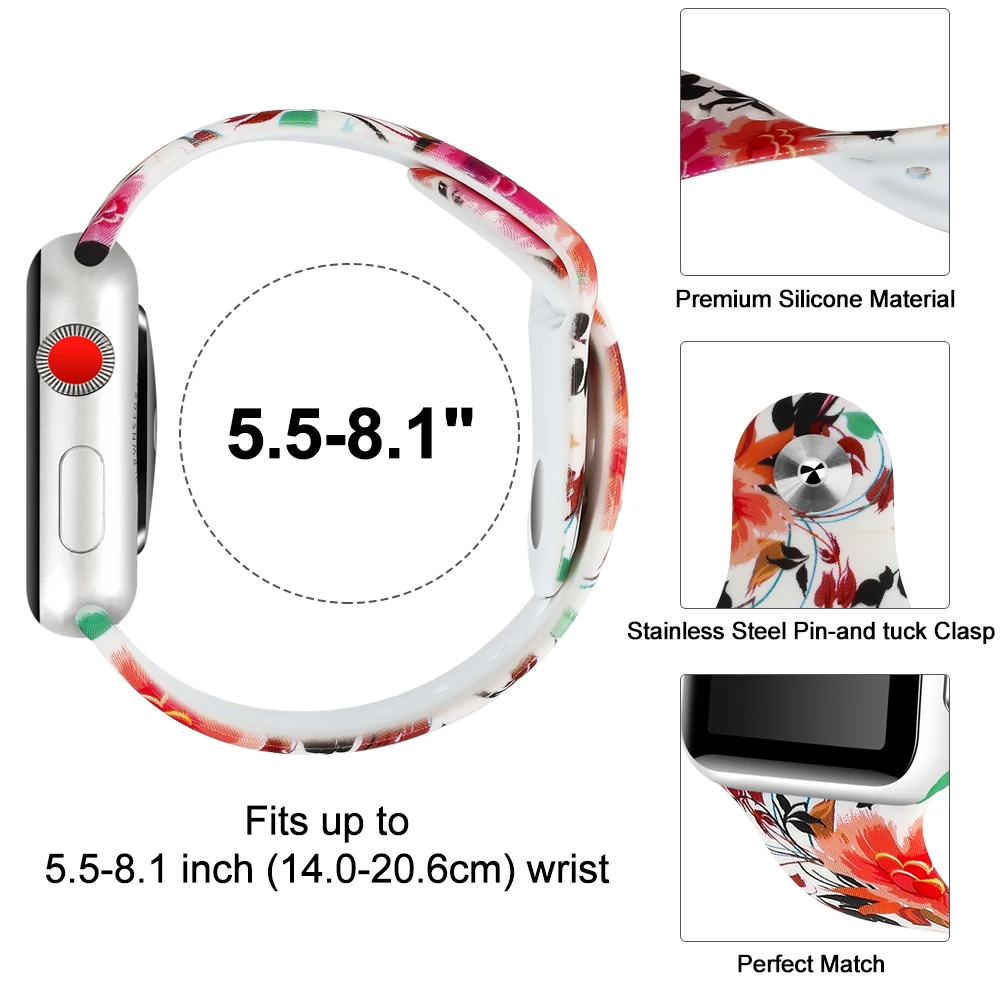 Oulucci Одноцветный ремешок для apple watch 38 мм/40 мм/42 мм/44 мм спортивный ремешок силиконовый ремешок аксессуары для apple watch 5/4/3/2/1