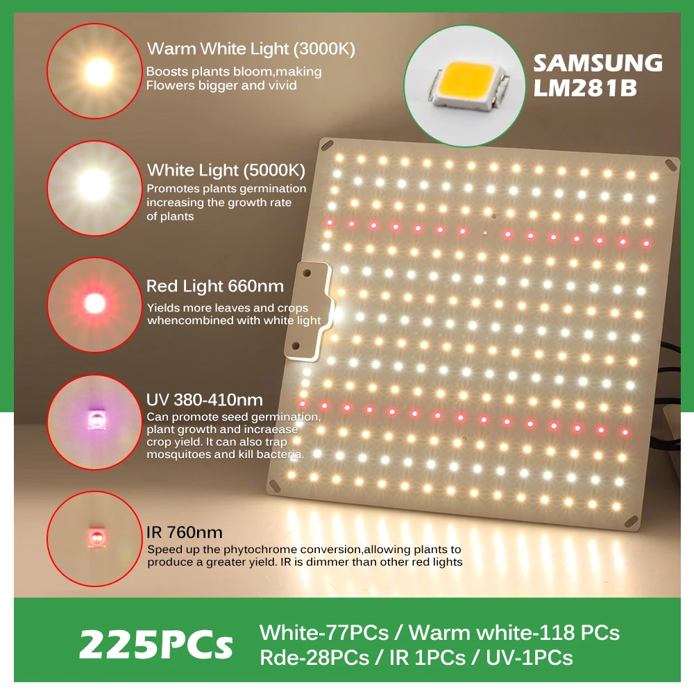 1000W Samsung LM281B Full Spectrum LED полный спектр светодиодов Quantum Sunlike лампа для выращивания