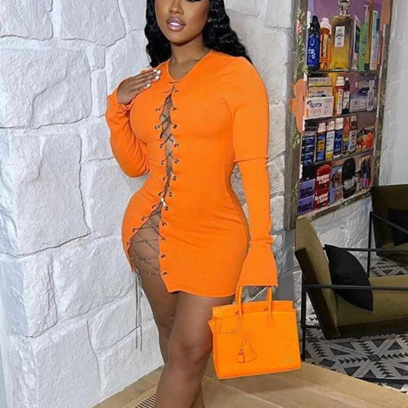 

Женское длинное платье с круглым вырезом, однотонное привлекательное модное платье с кулиской и длинным рукавом, X087, весна-осень 2021