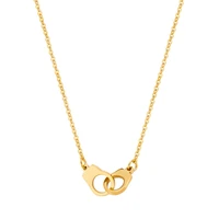 stainless steel gold plated handcuffs pendant necklace for women couples geometric necklace charm jewelry for lovers gift
