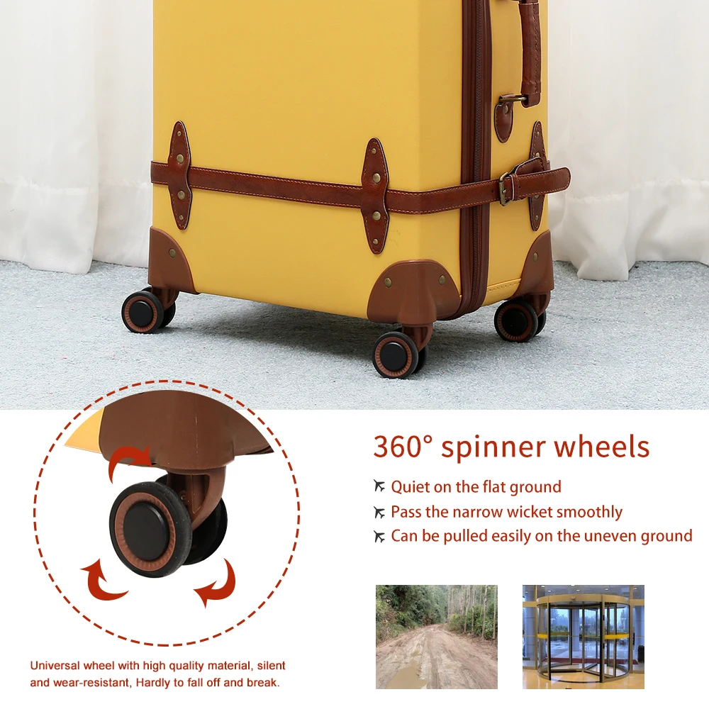 Винтажный багаж набор носить на милый чемодан с прокатки Спиннер колеса TSA