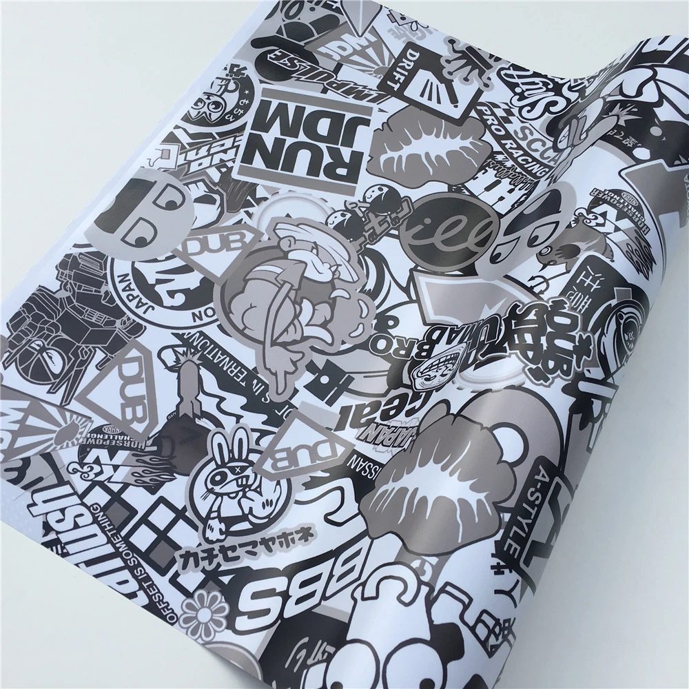 JDM Black White Arctic Snow Camo виниловая пленка для автомобиля, камуфляжная виниловая пленка для автомобиля, наклейка для велосипеда, консоль для компьютера, ноутбука, кожи, скутера, мотоцикла - Название цвета: JDM Black White