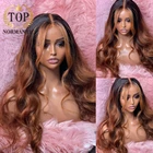 Topnormantic хайлайтер коричневый цвет тела волны парик предварительно выщипанные 13x 6 кружева передние Remy индийские человеческие волосы парик для женщин с детскими волосами