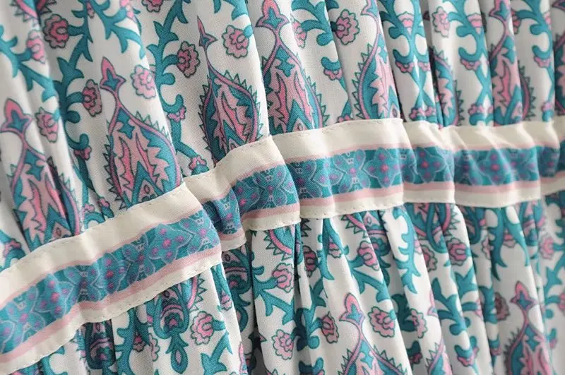 Женское богемное пляжное платье макси винтажное шикарное с цветочным принтом и