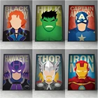 С героями комиксов Марвел, плакат Мстители Wall Art минимальное искусство с героями комиксов Марвел, чемпионов супергероя классный декор плакат Минимальный постер фильма стены ArtHulk