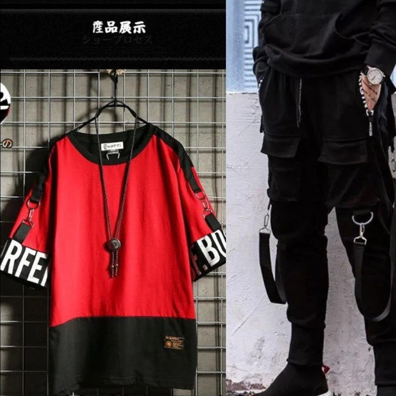 

Two-piece suit long sleeve sweatshirt + overalls men hip-hop loose jacket Tops clothes Tops and pants Sweatpants Set for Boys