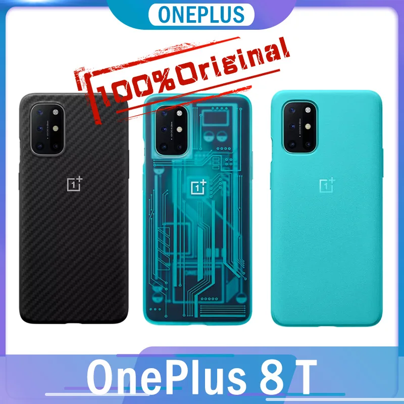 Official New OnePlus 8T Case Real KB2001 Official Protection Covers Quantum Bumper Case Cyborg Cyan From Oneplus Smartphone